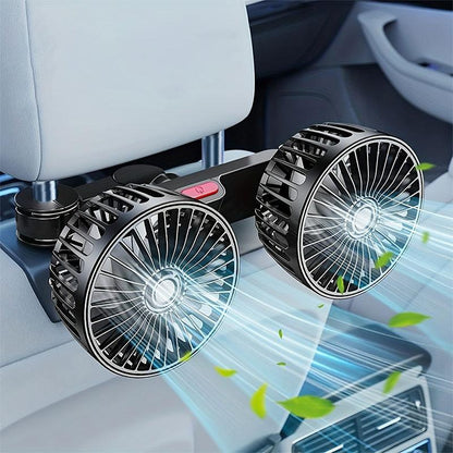 🌀 BEGRENSET TID 50% RABATT! ✨ Dobbelt Hode USB Bilsete Vifte – 360° Roterbar, 3 Hastigheter, Stille & Kraftig 🚗