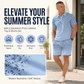 ⏳Tidsbegrenset tilbud⏰ Herreskjorte med geometrisk mønster og shorts-sett – Moderne mønster & pustende koordinert look 🔷
