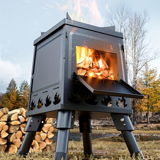 🔥 Time-Limited Special💥Portable Wood Burning Rocket Stove | 16 Vent Holes Efficient Burn | Outdoor Wood Stove | Foldable Camping Cooker