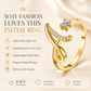 ✨ 50% RABATT! 💍 Justerbar Rhinestone Initialbokstav Ring for Kvinner