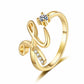 ✨ 50% RABATT! 💍 Justerbar Rhinestone Initialbokstav Ring for Kvinner