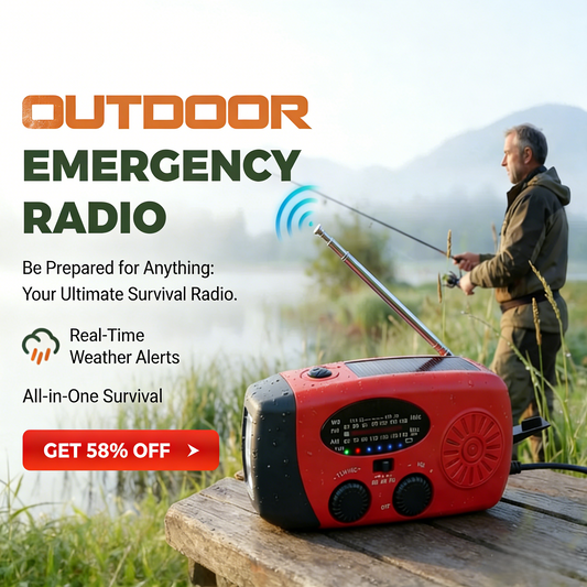 📢 LIMITED-TIME 50% OFF! 📻Multifunctional Portable Solar Emergency Radio – Power Bank, Hand Crank & Weather Alert for Outdoor & Crisis Preparedness
