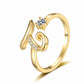 ✨ 50% RABATT! 💍 Justerbar Rhinestone Initialbokstav Ring for Kvinner
