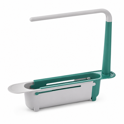 🔥Time-Limited Special💥2-in-1 Sink Organizer Rack – Expandable Sponge Holder & Kitchen Towel Drying Bar