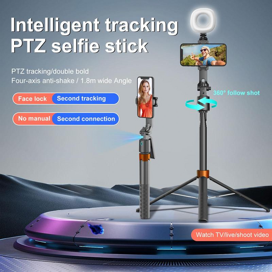 ⏳Time-Limited Special ⏰ 180cm Smart Face-Tracking PTZ Selfie Stick – 360° Auto Follow Phone Tripod with Fill Light, 4-Axis Anti-Shake for Live Streaming & Video Shooting