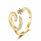 ✨ 50% RABATT! 💍 Justerbar Rhinestone Initialbokstav Ring for Kvinner