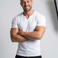 Herre T-skjorte med V-hals i Premium Stretch – Slim Fit, Moderne Stil