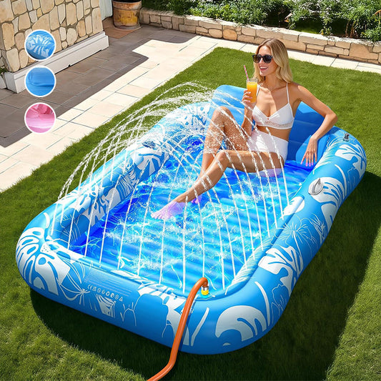 🥳2026 HETT SALG🥳💞50K+ SOLGT!😎💦 50% RABATT! Oppblåsbar Solbading Basseng Liggestol – Smart spray kjøler deg automatisk. Avtakbar pute, koppholdere og sikkerhetsgrep. Plass til 2 voksne (160 kg). Perfekt for hage eller strand! 🏖️🌞
