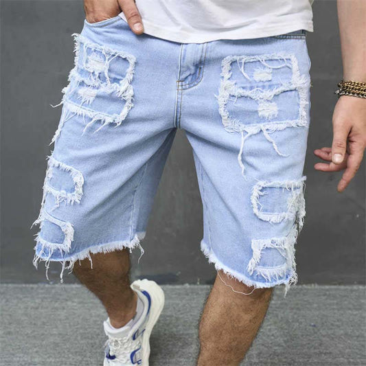 🩳50 % RABATT!✨Slitte denimshorts til herre med frynsede detaljer🧵 Trendy stil, slitesterkt denim, komfortabel å ha på hele dagen ☀️