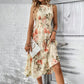 👗Damekjole Uten Ermer med Blomstertrykk – Smocket Liv, Lagdelt Skjørt, Midi-lengde ✨