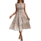 👗Damekjole Uten Ermer med Blomstertrykk – Smocket Liv, Lagdelt Skjørt, Midi-lengde ✨