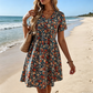 👗NÅ 50 % RABATT✨Blomstret Sommerkjole for Dame med V-hals og Korte Ermer 🌸 Luftig stoff, vakkert blomstermønster, elegant og komfortabel ☀️
