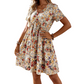 👗NÅ 50 % RABATT✨Blomstret Sommerkjole for Dame med V-hals og Korte Ermer 🌸 Luftig stoff, vakkert blomstermønster, elegant og komfortabel ☀️