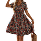 👗NÅ 50 % RABATT✨Blomstret Sommerkjole for Dame med V-hals og Korte Ermer 🌸 Luftig stoff, vakkert blomstermønster, elegant og komfortabel ☀️