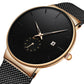 ⌚NÅ 50 % RABATT – HALV PRIS 🔥 Herre minimalistisk vanntett kvartsur ⚫ Enkelt design, vanntett funksjon, presist kvartsverk ✨
