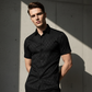 👕✨ Svart herreskjorte med tekstur – stilig og uunnværlig 🖤 Unik tekstur, mykt stoff, passer til alle anledninger ✨ NÅ 50 % RABATT – HALV PRIS 🔥