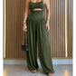 🩱NÅ 50 % RABATT✨Ermeløs jumpsuit med utskjæringer, vide ben og knyting i ryggen 💃 Stilig design, luftig stoff og behagelig passform til sommerdager 🌸