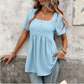 👗50 % RABATT!✨Babydoll-tunika med firkantet hals og engelsk broderi🧵 Delikat broderi, luftig stoff, feminin og komfortabel stil ✨