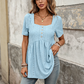 👗50 % RABATT!✨Babydoll-tunika med firkantet hals og engelsk broderi🧵 Delikat broderi, luftig stoff, feminin og komfortabel stil ✨