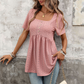 👗50 % RABATT!✨Babydoll-tunika med firkantet hals og engelsk broderi🧵 Delikat broderi, luftig stoff, feminin og komfortabel stil ✨