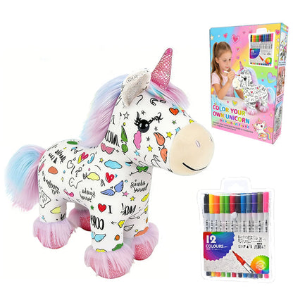 DIY-sett for å fargelegge en unicorn-bamse