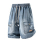 👖 50% RABATT! 🏙️ Herrers Løstsittende Denim Cargo-Shorts – High Street Stil & Justerbar Passform 🛹