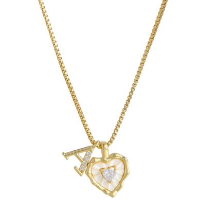 💎 TIDSBEGRENSET 50% RABATT! 💥 Hjerteformet Bokstavhalskjede med Micro Pave – Initialpendel, Titanstål, Justerbar ✨