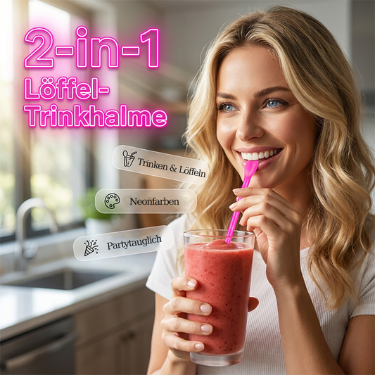 🍹Kun for en begrenset tid 50 % rabatt🍹🌈Fargerike plastskje-formede sugerør for smoothies