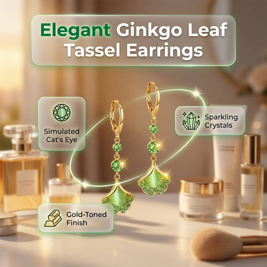 🍃 BEGRENSET TID 50% RABATT! 💥 Elegante Ginkgo Blad Dusk Øredobber – Grønn Stein, Lett, Naturinspirert ✨