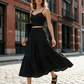 👗 TIDSBEGRENSET 50% RABATT! 💥 Høytlivet A-linje skjørt og cami topp sett – Lagdelt skjørt, kreppstoff, boho-chic ✨