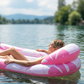 🔥⏰50% RABATT NÅ⏰🔥 Oppblåsbar Bassengflyte-Hengekøye med Mesh-Senter 🏊‍♀️💦