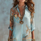 👗 TIDSBEGRENSET 50% RABATT! ✨ Elegant Retro Print Maxikjole – V-hals Knappelukning, Flytende Silhuett, Boho Chic 🌸