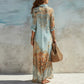 👗 TIDSBEGRENSET 50% RABATT! ✨ Elegant Retro Print Maxikjole – V-hals Knappelukning, Flytende Silhuett, Boho Chic 🌸