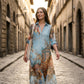 👗 TIDSBEGRENSET 50% RABATT! ✨ Elegant Retro Print Maxikjole – V-hals Knappelukning, Flytende Silhuett, Boho Chic 🌸