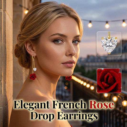 📢📢50% RABATT!! ⏰Franske Vintage Røde Rose Dingle Øredobber