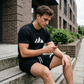 📢📢50% RABATT!! ⏰Herre kortermet T-skjorte & shorts med snøring sett
