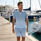 ⏳Tidsbegrenset tilbud⏰ Herreskjorte med geometrisk mønster og shorts-sett – Moderne mønster & pustende koordinert look 🔷