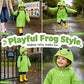 🐸 50% RABATT! Barns Frosk-Regnponcho ☔– Vanntett, Lett & Ryggsekkvennlig