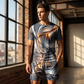 Herre Casual Grafisk T-skjorte og Shorts Sett