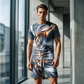 Herre Casual Grafisk T-skjorte og Shorts Sett