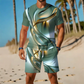 Herre Casual Grafisk T-skjorte og Shorts Sett