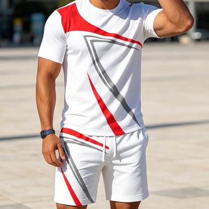 Herre Casual Sommer T-skjorte & Shorts 2-delt Sett