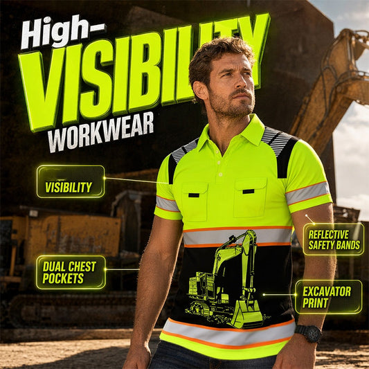 📢📢 50% OFF !! ⏰ Men's Casual Excavator Graphic Top – Bold Digger Print, Soft Cotton & Relaxed Fit for Everyday Wear 🚜✨