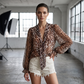 🎁Nyheter 50% AV🌸 Leopard V-hals Knyttopp – Vill Feminin Stil ⏰