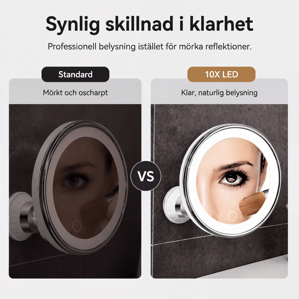 🎁 2026 Nya Ankomster 50% rabatt💥10x förstorande sminkspegel med LED-ljus och sugkopp – perfekt för felfri makeup och hudvård ✨