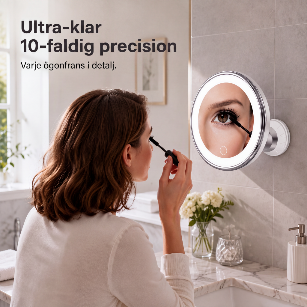 🎁 2026 Nya Ankomster 50% rabatt💥10x förstorande sminkspegel med LED-ljus och sugkopp – perfekt för felfri makeup och hudvård ✨