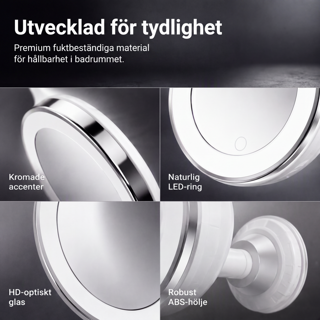 🎁 2026 Nya Ankomster 50% rabatt💥10x förstorande sminkspegel med LED-ljus och sugkopp – perfekt för felfri makeup och hudvård ✨