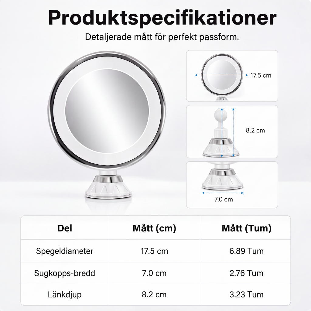 🎁 2026 Nya Ankomster 50% rabatt💥10x förstorande sminkspegel med LED-ljus och sugkopp – perfekt för felfri makeup och hudvård ✨