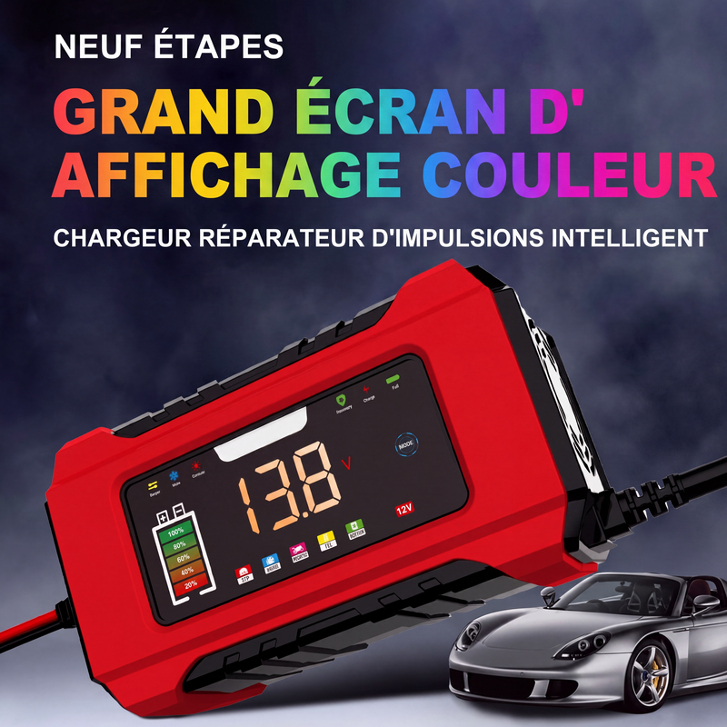 🎁 2026 Nya Ankomster 50% rabatt💥Intelligent bilbatteriladdare 12V 6A – 9 steg & pulsreparation – LCD-färgdisplay för bly-syrabatterier 🚗