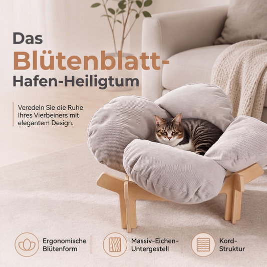 🎁 2026 Nya Ankomster 50% rabatt💥Trä Husdjurssäng med Blomdesign – Upphöjd Katt- & HundbBädd för Små Husdjur🛋️